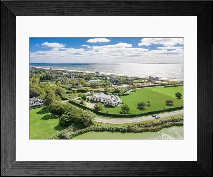 Framed Print : aerial view of Southampton ocean front real estate with expensive homes, Southampton, NY Framed Print : aerial view of Southampton ocean front real estate with expensive homes, Southampton, NY