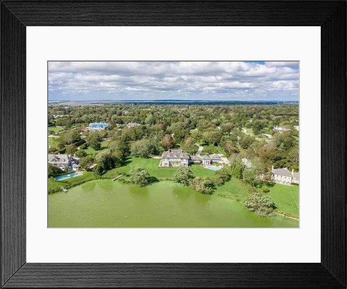 Framed Print : Aerial view of estates near the ocean in Southampton, NY Framed Print : Aerial view of estates near the ocean in Southampton, NY