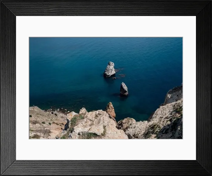 Framed Print : Beautiful view from the cliff on the blue sea Framed Print : Beautiful view from the cliff on the blue sea