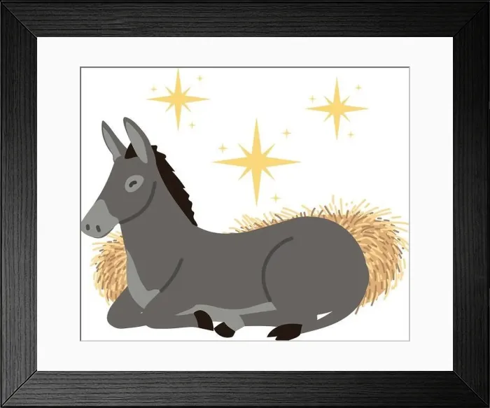 Framed Print : nativity, manger donkey animal cartoon vector illustration Framed Print : nativity, manger donkey animal cartoon vector illustration