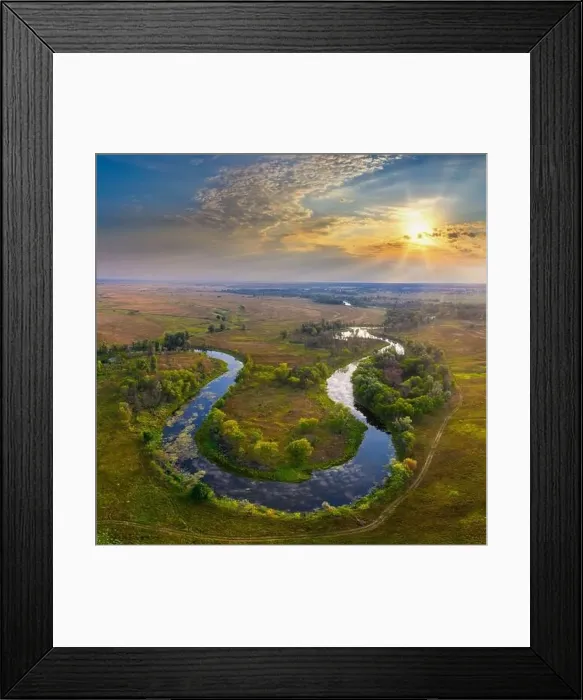 Framed Print : Mystical morning river, the sun's rays shine through the fog Framed Print : Mystical morning river, the sun's rays shine through the fog