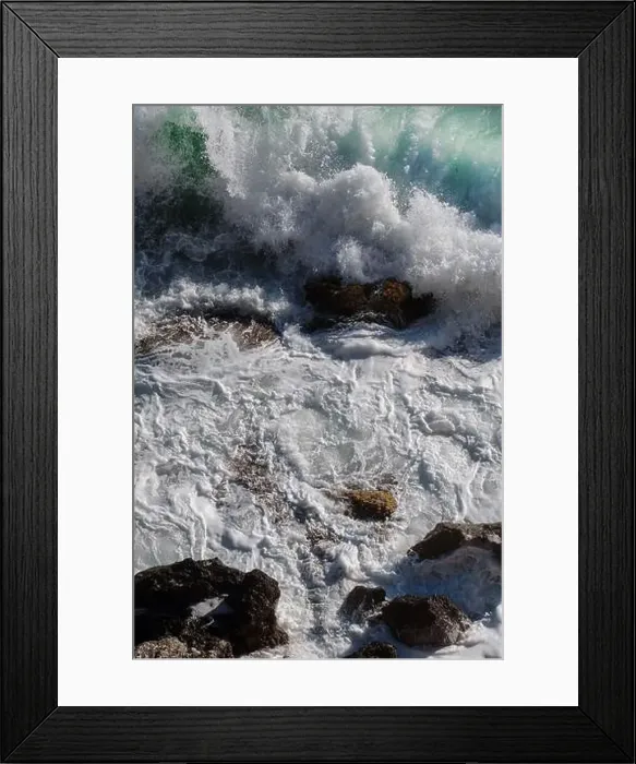Framed Print : Ocean wave background breaking sea water rocky shore rough seas turquoise water gradient foam Framed Print : Ocean wave background breaking sea water rocky shore rough seas turquoise water gradient foam