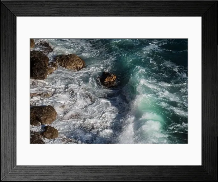 Framed Print : Ocean wave background breaking sea water rocky shore rough seas turquoise water gradient foam Framed Print : Ocean wave background breaking sea water rocky shore rough seas turquoise water gradient foam