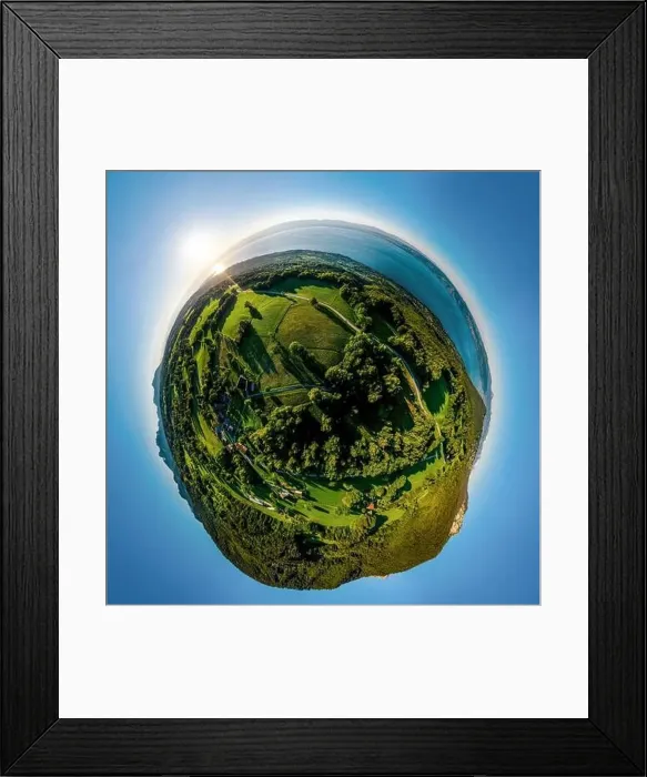 Framed Print : Geneva lake aerial panoramic view from drone, sunset time, France Framed Print : Geneva lake aerial panoramic view from drone, sunset time, France