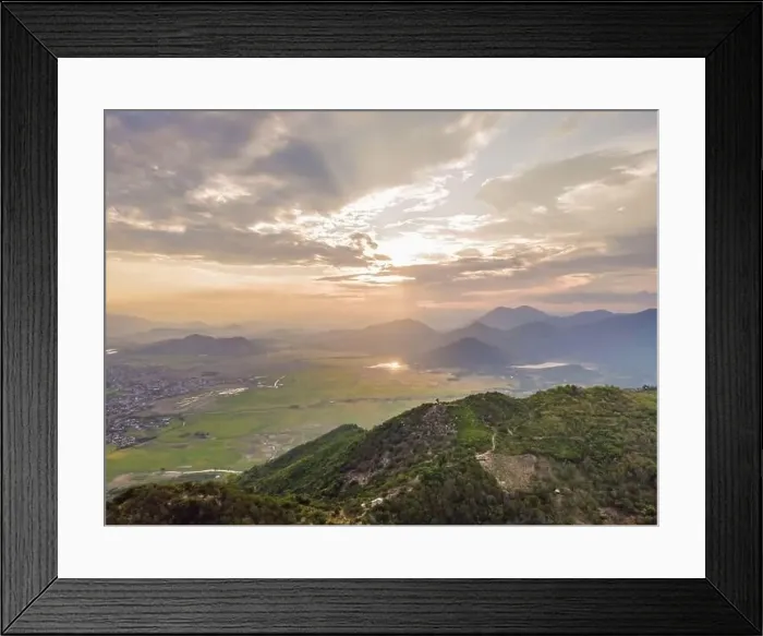 Framed Print : Mountains, river and city of Nha Trang, view from a drone Framed Print : Mountains, river and city of Nha Trang, view from a drone