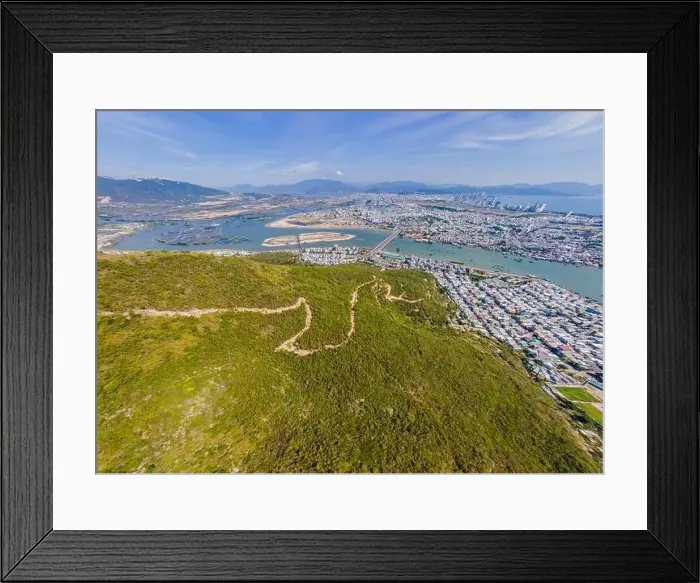 Framed Print : Hiking trail near the city. Aerial view from drone Framed Print : Hiking trail near the city. Aerial view from drone