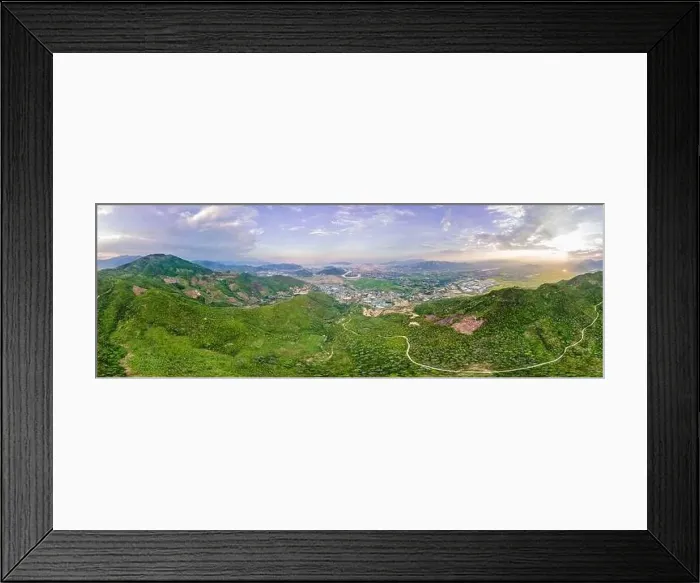 Framed Print : Mountains, river and city of Nha Trang, view from a drone Framed Print : Mountains, river and city of Nha Trang, view from a drone