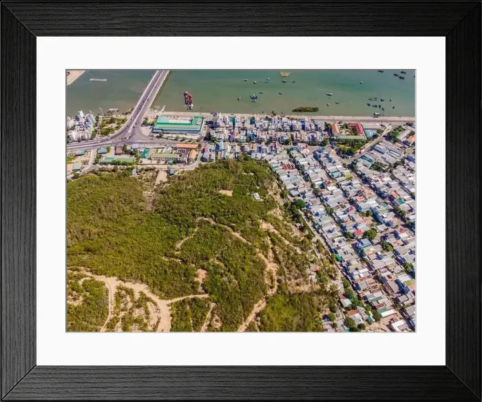 Framed Print : Hiking trail near the city. Aerial view from drone Framed Print : Hiking trail near the city. Aerial view from drone