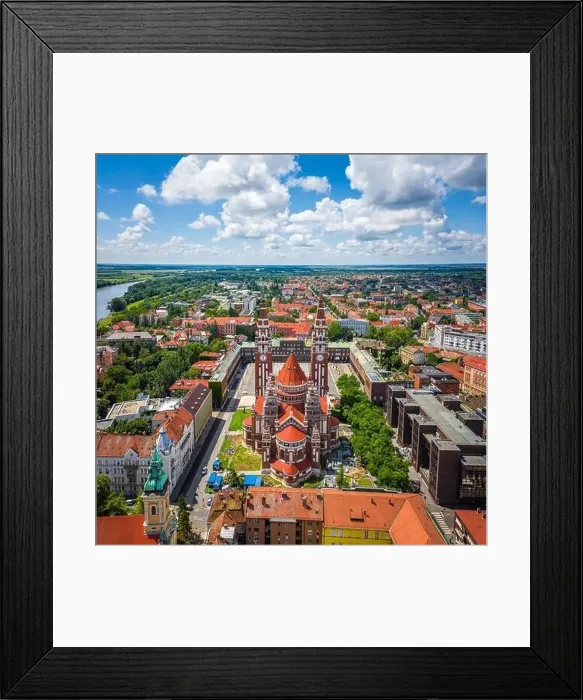 Framed Print : Szeged, Hungary - Aerial view of the Votive Church and Cathedral of Our Lady of Hungary (Szeged Dom) Framed Print : Szeged, Hungary - Aerial view of the Votive Church and Cathedral of Our Lady of Hungary (Szeged Dom)