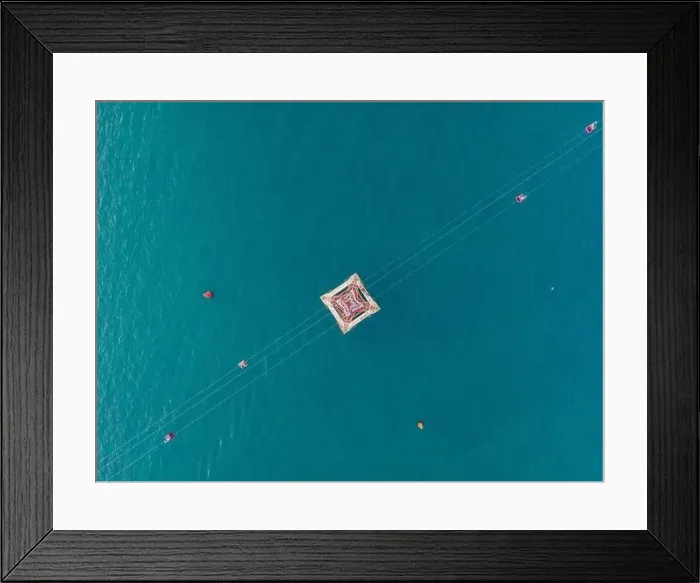 Framed Print : The cable car at Nha Trang beach. Aerial view from drone Framed Print : The cable car at Nha Trang beach. Aerial view from drone