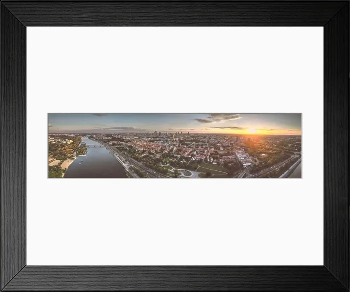 Framed Print : Panoramic view on a large, capital city located on the river. Drone, aerial view Framed Print : Panoramic view on a large, capital city located on the river. Drone, aerial view
