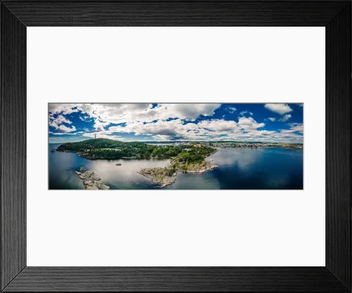 Framed Print : Drone view of Kristiansand town and Kvadraturen from Oderoya, Norway Framed Print : Drone view of Kristiansand town and Kvadraturen from Oderoya, Norway