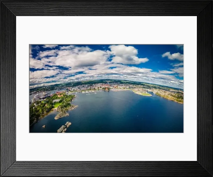 Framed Print : Drone view of Kristiansand town and Kvadraturen from Oderoya, Norway Framed Print : Drone view of Kristiansand town and Kvadraturen from Oderoya, Norway