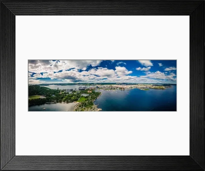 Framed Print : Drone view of Kristiansand town and Kvadraturen from Oderoya, Norway Framed Print : Drone view of Kristiansand town and Kvadraturen from Oderoya, Norway