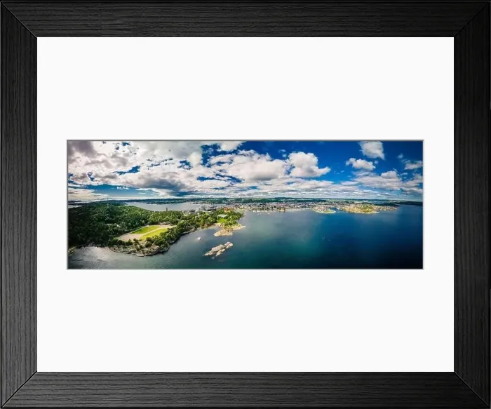Framed Print : Drone view of Kristiansand town and Kvadraturen from Oderoya, Norway Framed Print : Drone view of Kristiansand town and Kvadraturen from Oderoya, Norway