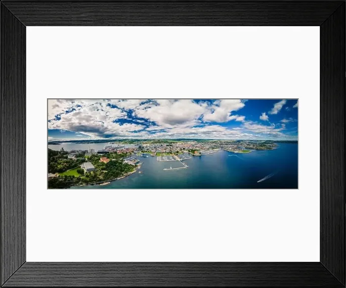 Framed Print : Drone view of Kristiansand town and Kvadraturen from Oderoya, Norway Framed Print : Drone view of Kristiansand town and Kvadraturen from Oderoya, Norway