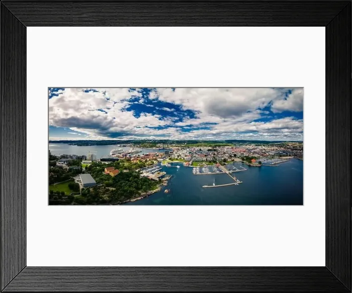 Framed Print : Drone view of Kristiansand town and Kvadraturen from Oderoya, Norway Framed Print : Drone view of Kristiansand town and Kvadraturen from Oderoya, Norway