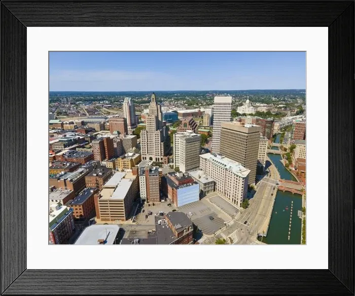 Framed Print : Providence modern city aerial view in downtown providence Framed Print : Providence modern city aerial view in downtown providence