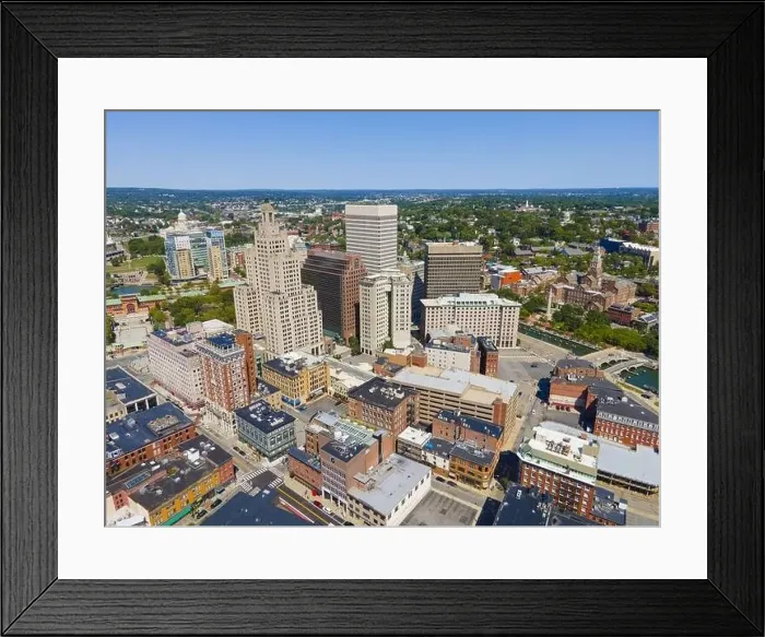 Framed Print : Providence modern city aerial view in downtown providence Framed Print : Providence modern city aerial view in downtown providence