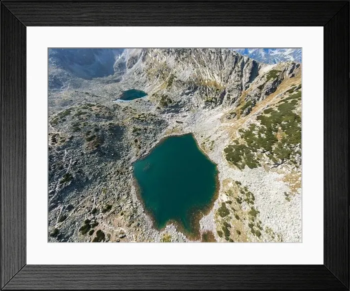 Framed Print : Aerial view of Musalenski lakes, Rila mountain, Bulgaria Framed Print : Aerial view of Musalenski lakes, Rila mountain, Bulgaria