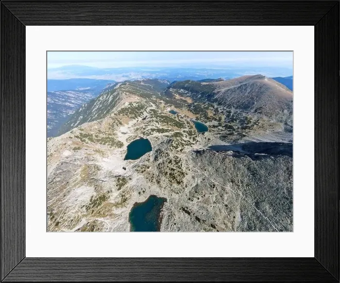 Framed Print : Aerial view of Musalenski lakes, Rila mountain, Bulgaria Framed Print : Aerial view of Musalenski lakes, Rila mountain, Bulgaria