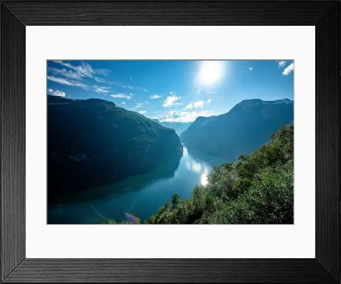 Framed Print : Panoramic and drone landscape of Geiranger fjords, Geirangerfjord, Norway Framed Print : Panoramic and drone landscape of Geiranger fjords, Geirangerfjord, Norway