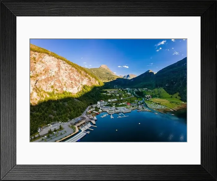 Framed Print : Panoramic and drone landscape of Geiranger fjords, Geirangerfjord, Norway Framed Print : Panoramic and drone landscape of Geiranger fjords, Geirangerfjord, Norway