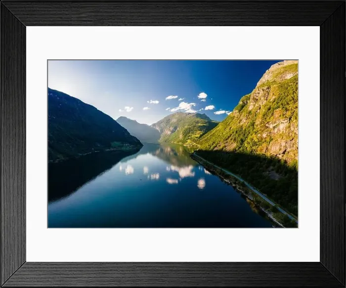 Framed Print : Panoramic and drone landscape of Geiranger fjords, Geirangerfjord, Norway Framed Print : Panoramic and drone landscape of Geiranger fjords, Geirangerfjord, Norway