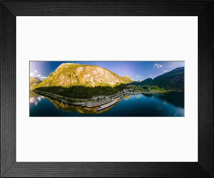 Framed Print : Panoramic and drone landscape of Geiranger fjords, Geirangerfjord, Norway Framed Print : Panoramic and drone landscape of Geiranger fjords, Geirangerfjord, Norway