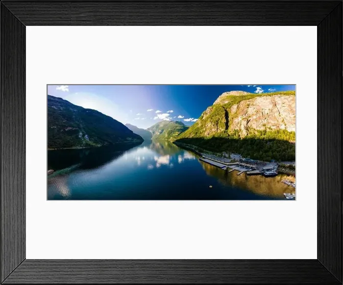 Framed Print : Panoramic and drone landscape of Geiranger fjords, Geirangerfjord, Norway Framed Print : Panoramic and drone landscape of Geiranger fjords, Geirangerfjord, Norway