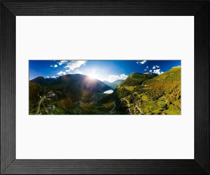 Framed Print : Panoramic and drone landscape of Geiranger fjords, Geirangerfjord, Norway Framed Print : Panoramic and drone landscape of Geiranger fjords, Geirangerfjord, Norway