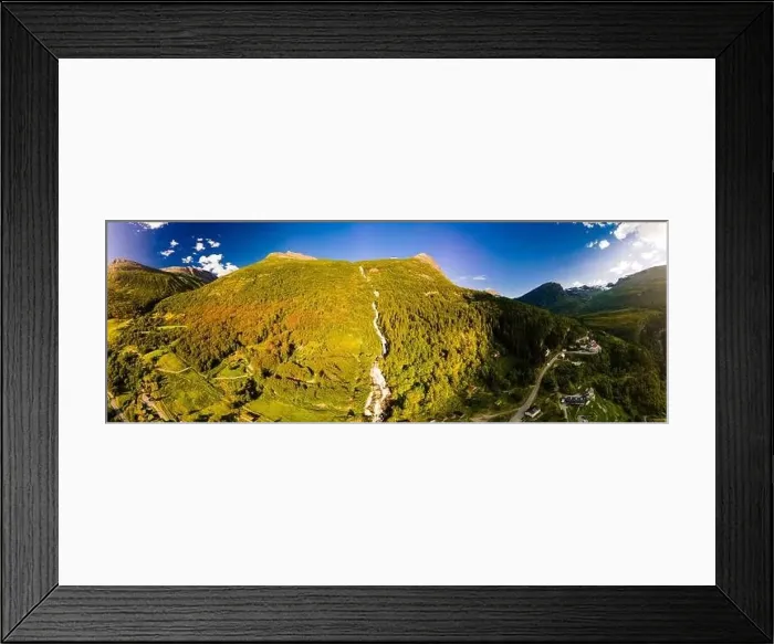 Framed Print : Panoramic and drone landscape of Geiranger fjords, Geirangerfjord, Norway Framed Print : Panoramic and drone landscape of Geiranger fjords, Geirangerfjord, Norway