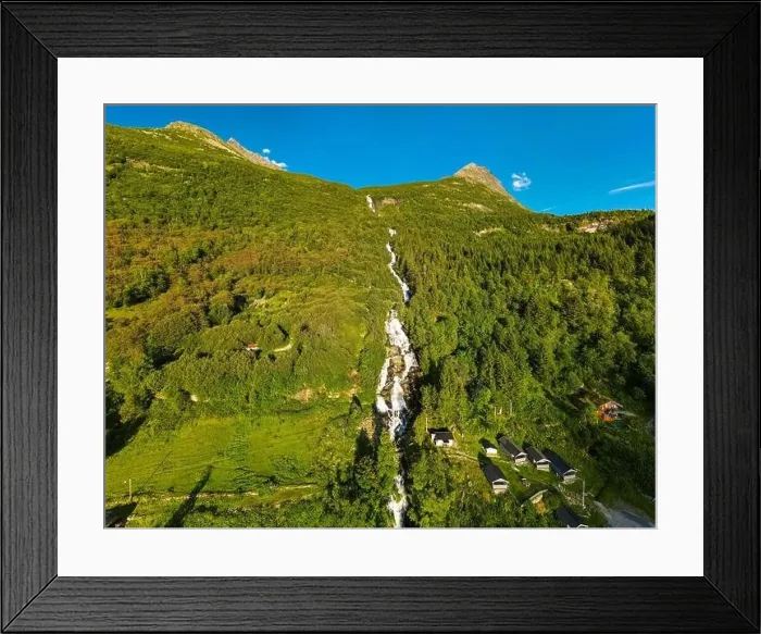 Framed Print : Panoramic and drone landscape of Geiranger fjords, Geirangerfjord, Norway Framed Print : Panoramic and drone landscape of Geiranger fjords, Geirangerfjord, Norway