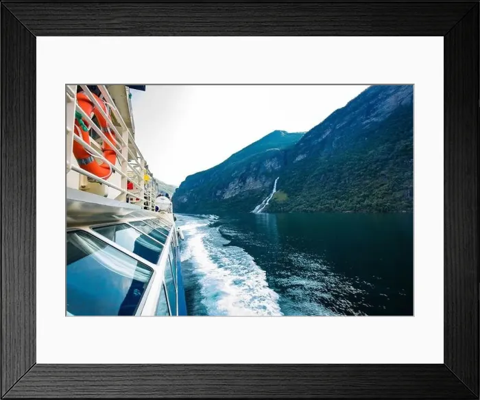 Framed Print : Panoramic and drone landscape of Geiranger fjords, Geirangerfjord, Norway Framed Print : Panoramic and drone landscape of Geiranger fjords, Geirangerfjord, Norway