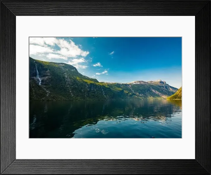 Framed Print : Panoramic and drone landscape of Geiranger fjords, Geirangerfjord, Norway Framed Print : Panoramic and drone landscape of Geiranger fjords, Geirangerfjord, Norway