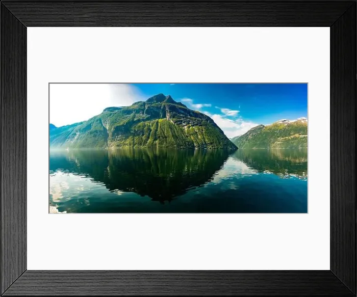 Framed Print : Panoramic and drone landscape of Geiranger fjords, Geirangerfjord, Norway Framed Print : Panoramic and drone landscape of Geiranger fjords, Geirangerfjord, Norway
