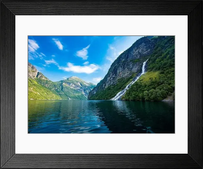 Framed Print : Panoramic and drone landscape of Geiranger fjords, Geirangerfjord, Norway Framed Print : Panoramic and drone landscape of Geiranger fjords, Geirangerfjord, Norway
