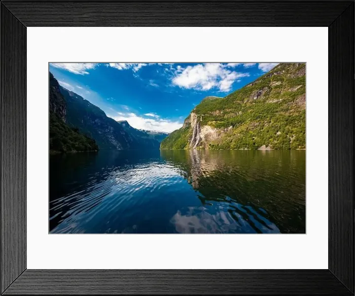 Framed Print : Panoramic and drone landscape of Geiranger fjords, Geirangerfjord, Norway Framed Print : Panoramic and drone landscape of Geiranger fjords, Geirangerfjord, Norway