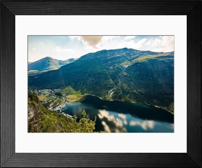 Framed Print : Panoramic and drone landscape of Geiranger fjords, Geirangerfjord, Norway Framed Print : Panoramic and drone landscape of Geiranger fjords, Geirangerfjord, Norway