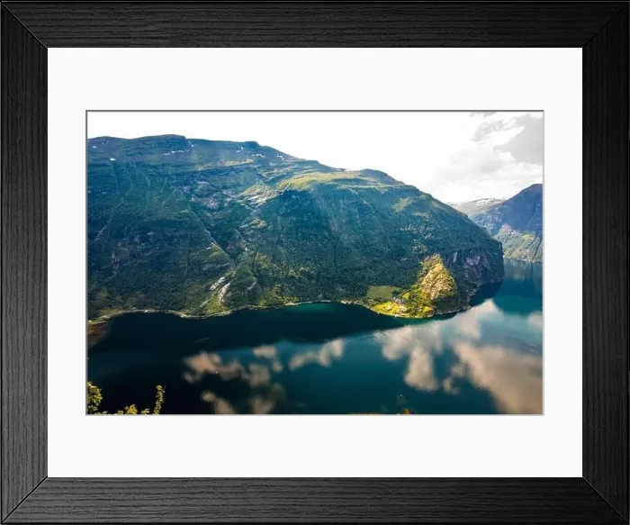 Framed Print : Panoramic and drone landscape of Geiranger fjords, Geirangerfjord, Norway Framed Print : Panoramic and drone landscape of Geiranger fjords, Geirangerfjord, Norway