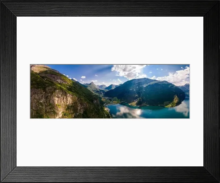 Framed Print : Panoramic and drone landscape of Geiranger fjords, Geirangerfjord, Norway Framed Print : Panoramic and drone landscape of Geiranger fjords, Geirangerfjord, Norway