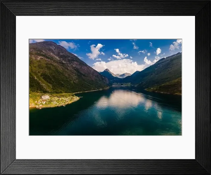 Framed Print : Panoramic and drone landscape of Geiranger fjords, Geirangerfjord, Norway Framed Print : Panoramic and drone landscape of Geiranger fjords, Geirangerfjord, Norway