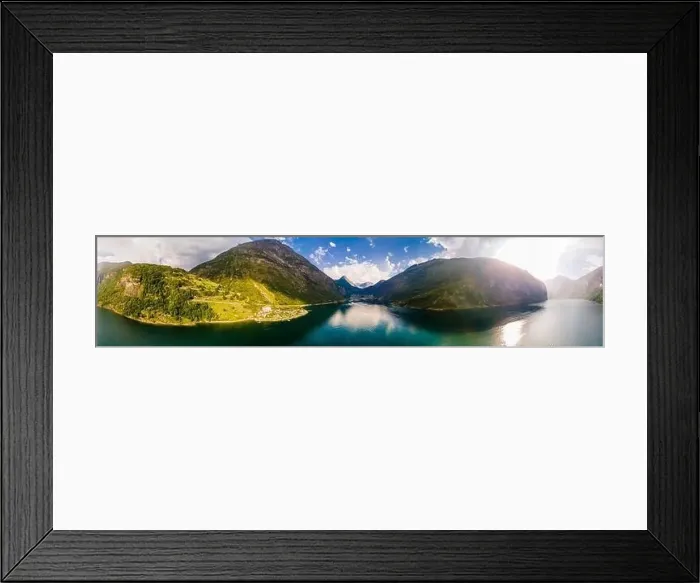 Framed Print : Panoramic and drone landscape of Geiranger fjords, Geirangerfjord, Norway Framed Print : Panoramic and drone landscape of Geiranger fjords, Geirangerfjord, Norway