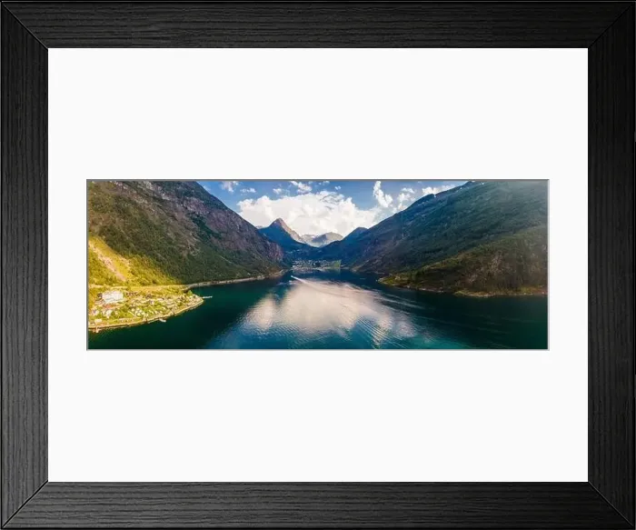 Framed Print : Panoramic and drone landscape of Geiranger fjords, Geirangerfjord, Norway Framed Print : Panoramic and drone landscape of Geiranger fjords, Geirangerfjord, Norway