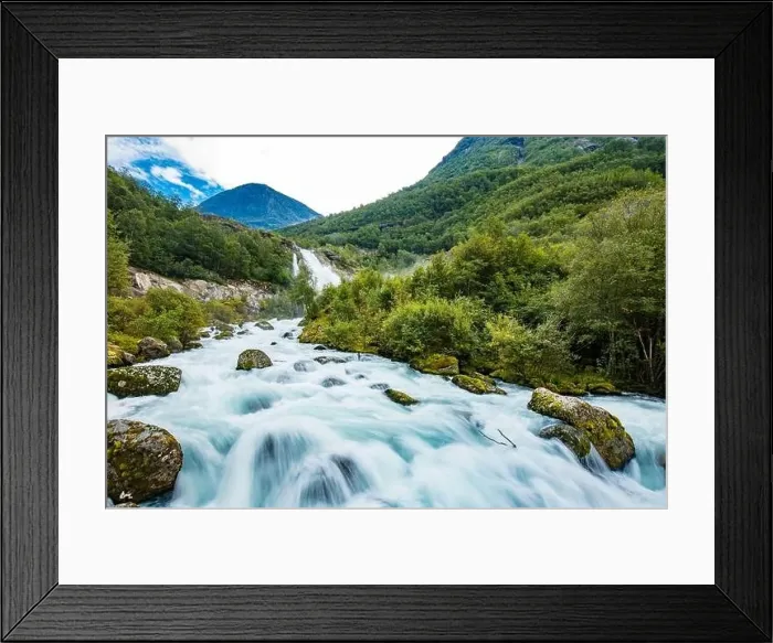Framed Print : Briksdalsbreen is a glacier arm of Jostedalsbreen, and a lake, Briksdalsbre, Norway Framed Print : Briksdalsbreen is a glacier arm of Jostedalsbreen, and a lake, Briksdalsbre, Norway