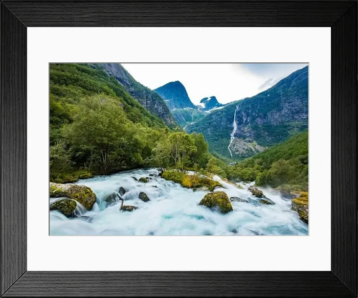 Framed Print : Briksdalsbreen is a glacier arm of Jostedalsbreen, and a lake, Briksdalsbre, Norway Framed Print : Briksdalsbreen is a glacier arm of Jostedalsbreen, and a lake, Briksdalsbre, Norway
