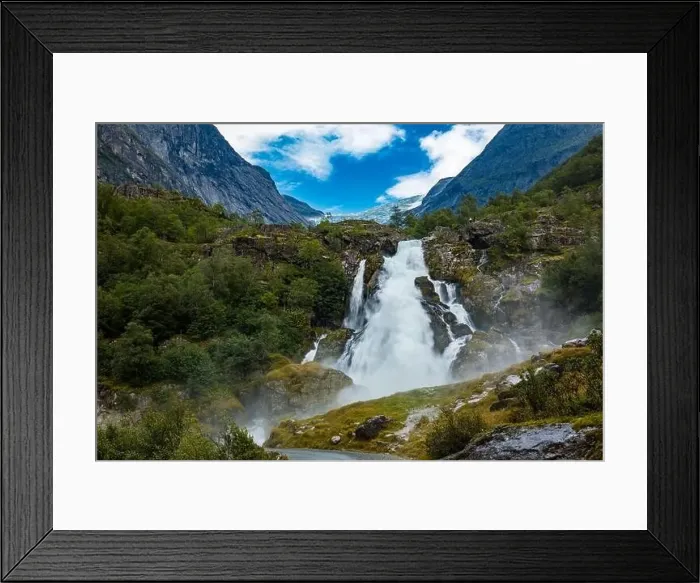 Framed Print : Briksdalsbreen is a glacier arm of Jostedalsbreen, and a lake, Briksdalsbre, Norway Framed Print : Briksdalsbreen is a glacier arm of Jostedalsbreen, and a lake, Briksdalsbre, Norway