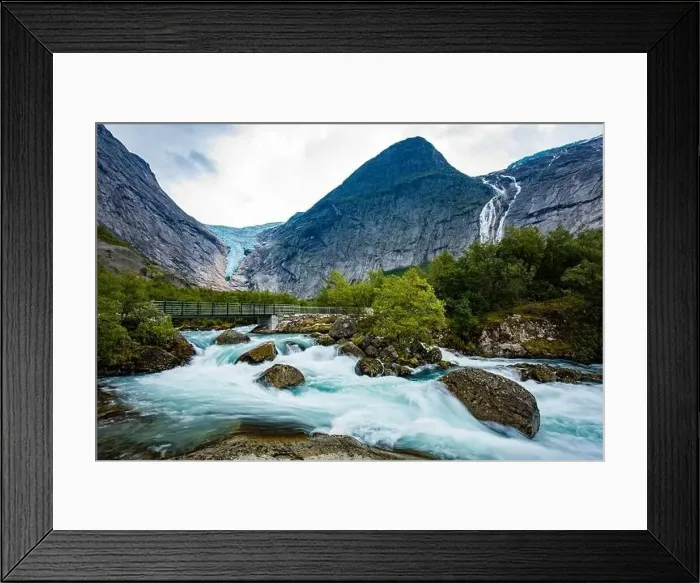 Framed Print : Briksdalsbreen is a glacier arm of Jostedalsbreen, and a lake, Briksdalsbre, Norway Framed Print : Briksdalsbreen is a glacier arm of Jostedalsbreen, and a lake, Briksdalsbre, Norway