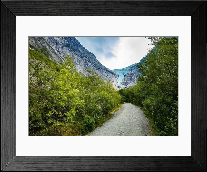 Framed Print : Briksdalsbreen is a glacier arm of Jostedalsbreen, and a lake, Briksdalsbre, Norway Framed Print : Briksdalsbreen is a glacier arm of Jostedalsbreen, and a lake, Briksdalsbre, Norway