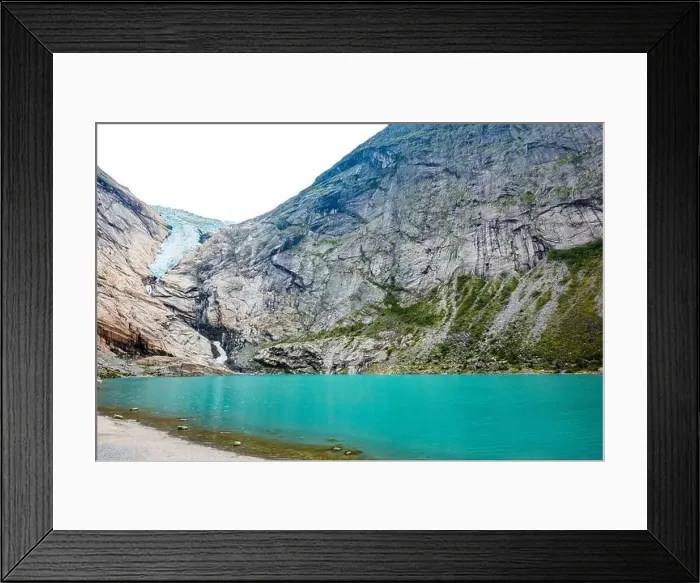 Framed Print : Briksdalsbreen is a glacier arm of Jostedalsbreen, and a lake, Briksdalsbre, Norway Framed Print : Briksdalsbreen is a glacier arm of Jostedalsbreen, and a lake, Briksdalsbre, Norway